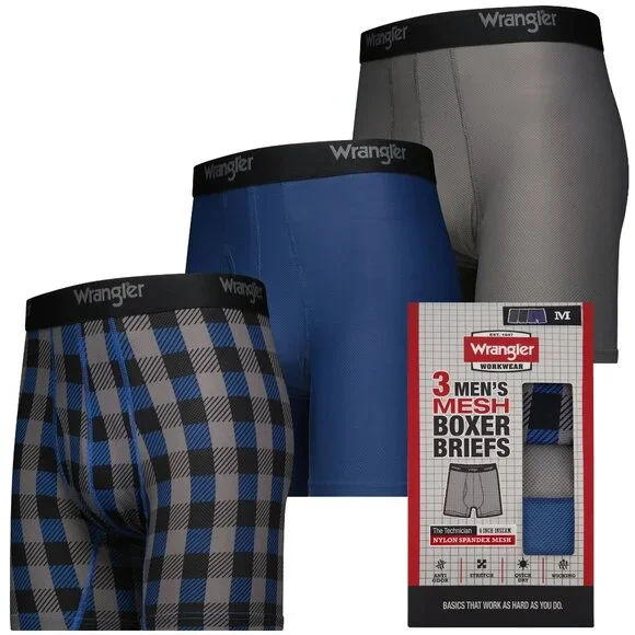 NWT Wrangler Workwear Men's The Technician 6" Mesh Boxer Briefs 3-Pack - Picture 6 of 6